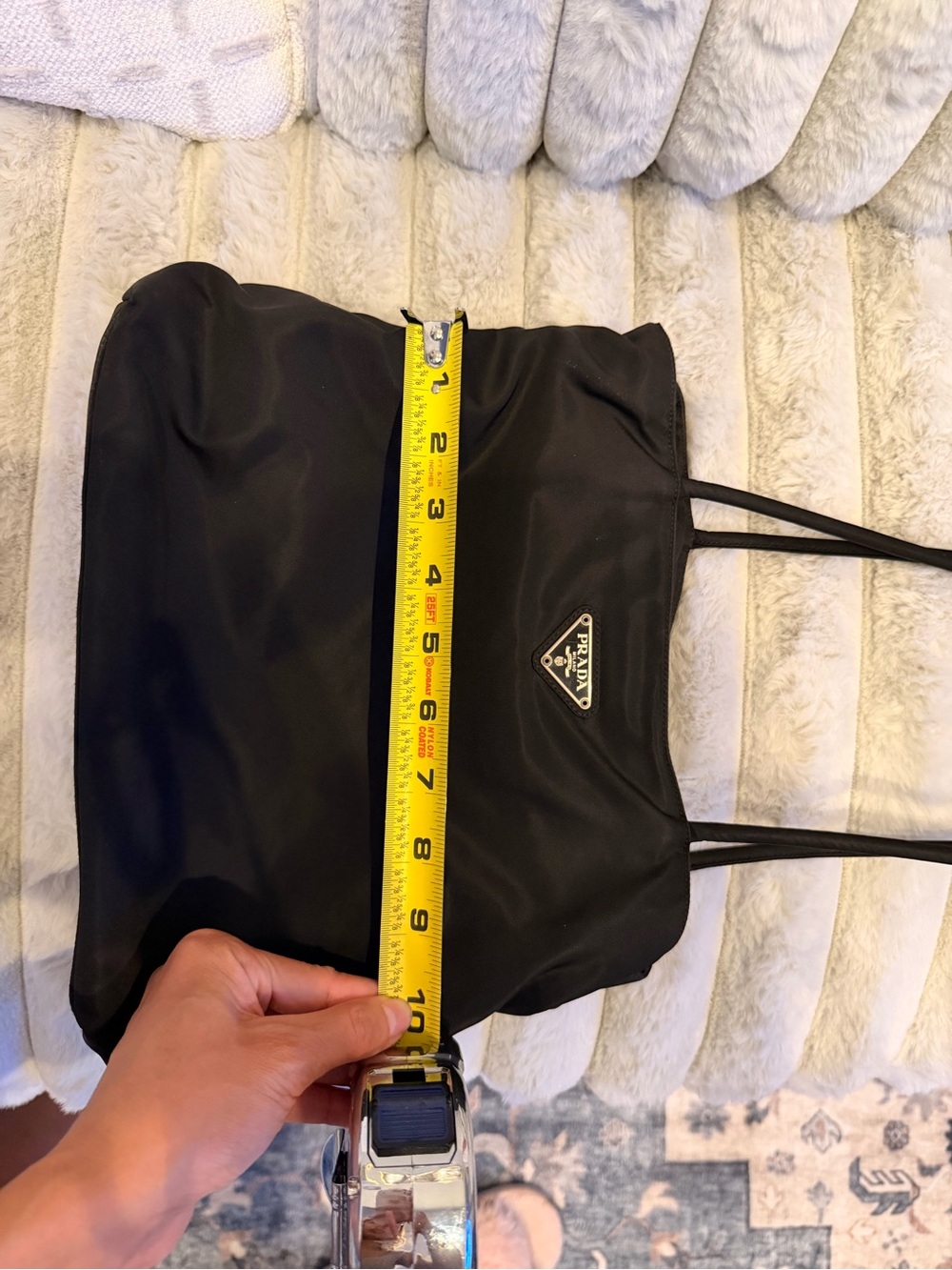 Vintage Prada Black Nylon Tote with Triangle Logo - Picture 12 of 15